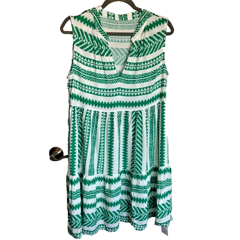 NWT Cupshe Women’s Tropical Geo Tiered Swimsuit Coverup Sundress Sz M Beach